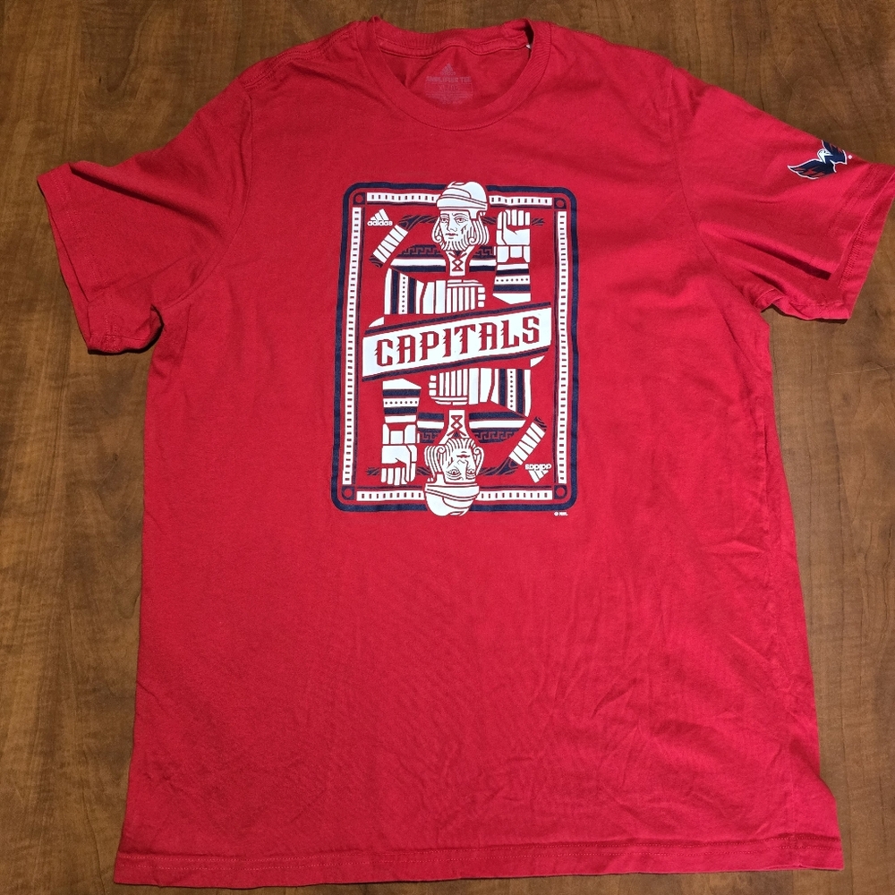 Adidas Washighton Capitals Playing Card Graphic Short Sleeve Amplifier Tee XL